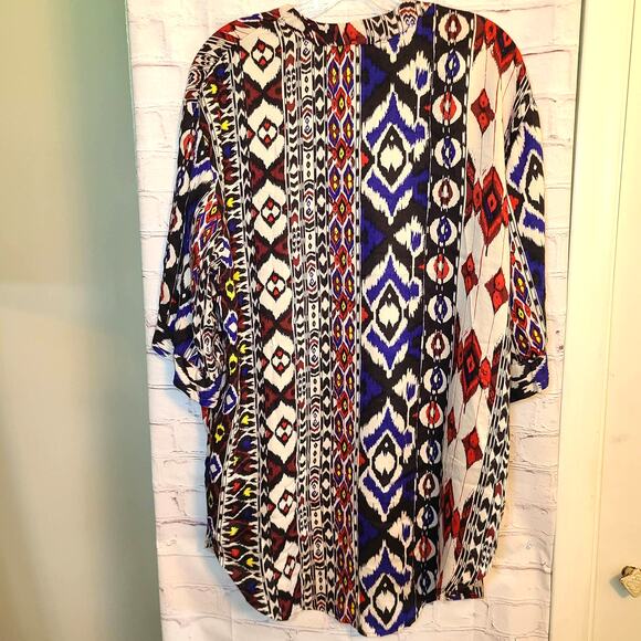Angie Geometric Boho Cardigan - Multicolor, Lightweight, Pockets, Sz M - Picture 3 of 6